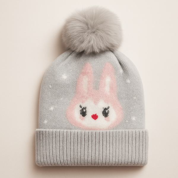 SUNSHINE BABY WINTER WOOLEN CAP KIITY GREY