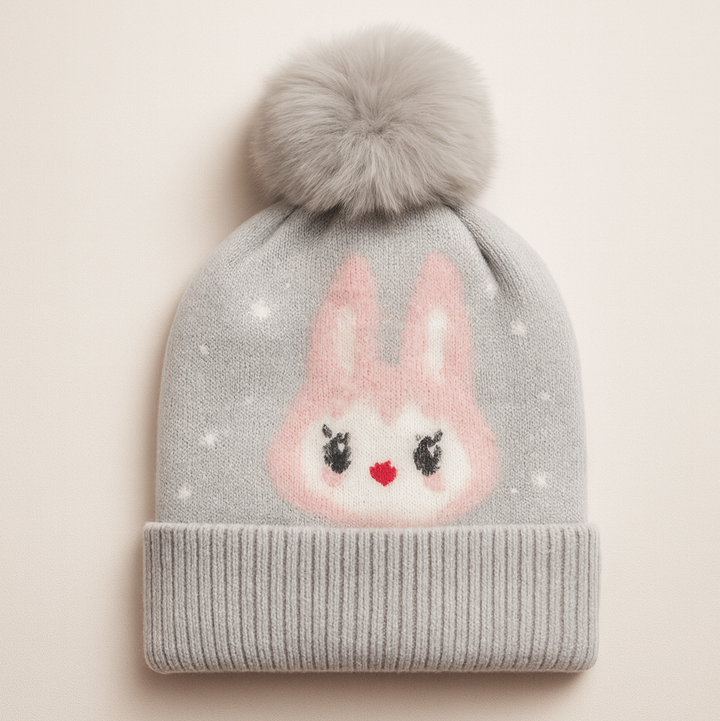 SUNSHINE BABY WINTER WOOLEN CAP KIITY GREY