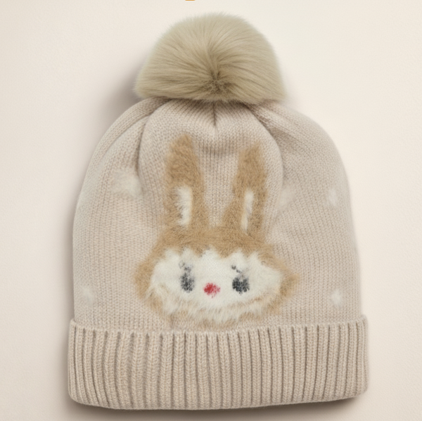 SUNSHINE BABY WINTER WOOLEN CAP KIITY DARK BROWN