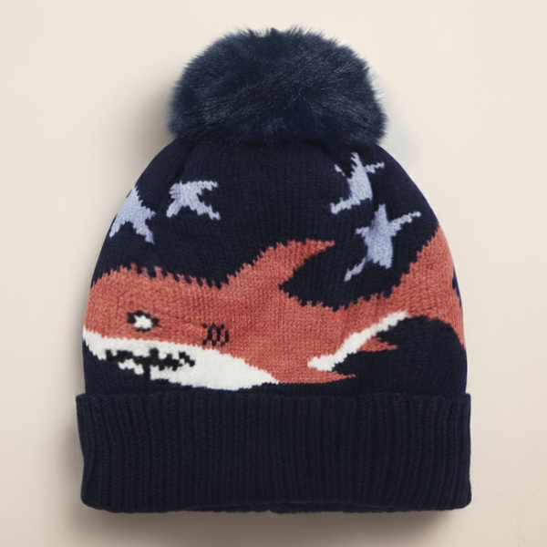 SUNSHINE BABY WINTER WOOLEN CAP SHARK NAVY BLUE