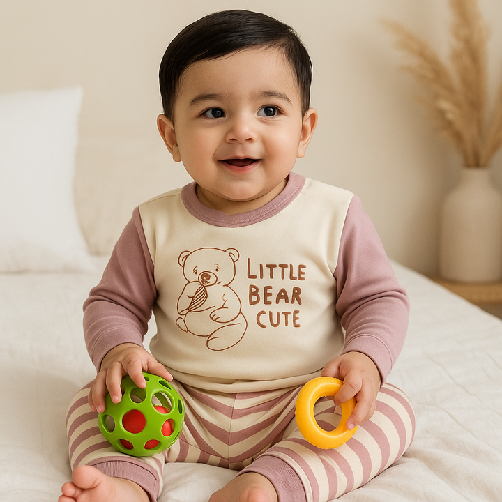 SUNSHINE BABY WINTER PAJAMA SET LITTLE BEAR OFFWHITE & PURPLE 120