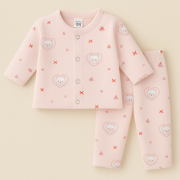 SUNSHINE BABY SLEEPSUIT CAT & CAKE PINK 3-6M