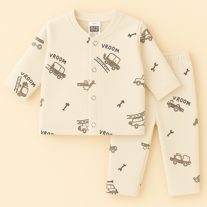 SUNSHINE BABY SLEEPSUIT VROOM CAR BEIGE 3-6M