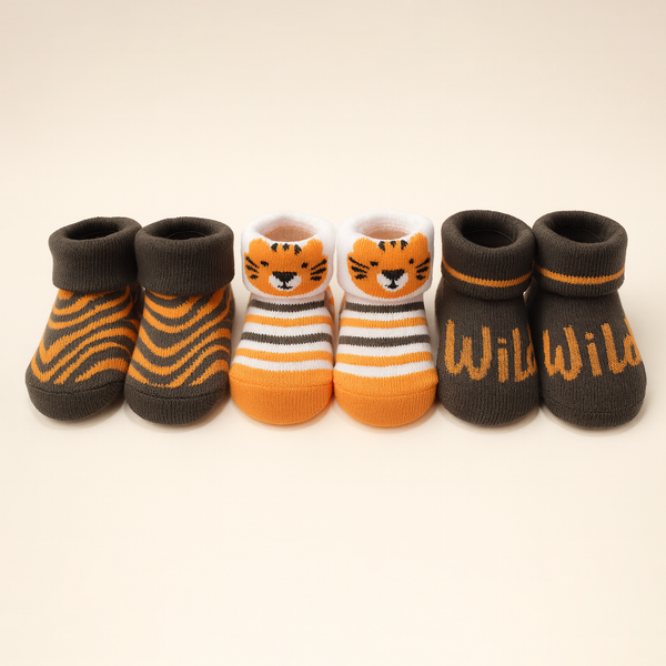 SUNSHINE BABY 3 PCS MULTI SOCK SET TIGER 0-9M