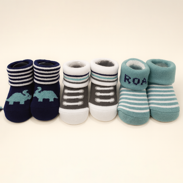 SUNSHINE BABY 3 PCS MULTI SOCK SET RHINOCEROS 0-9M