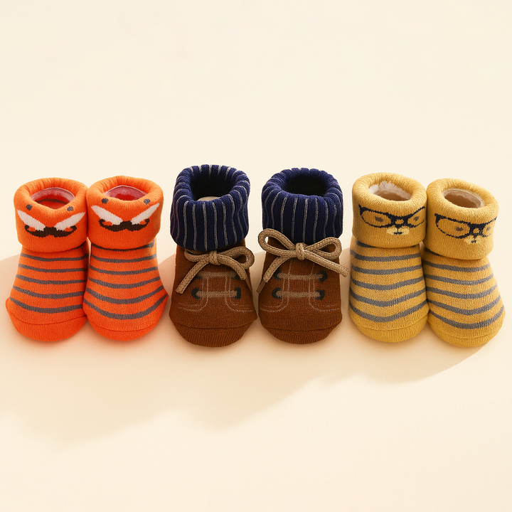 SUNSHINE BABY 3 PCS MULTI SOCK SET BEAR BROWN 0-9M