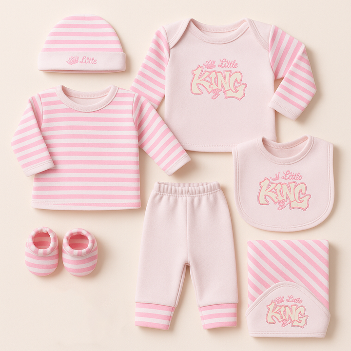 SUNSHINE BABY 8 PCS GIFT SET FLEECE LITTLE KING PINK