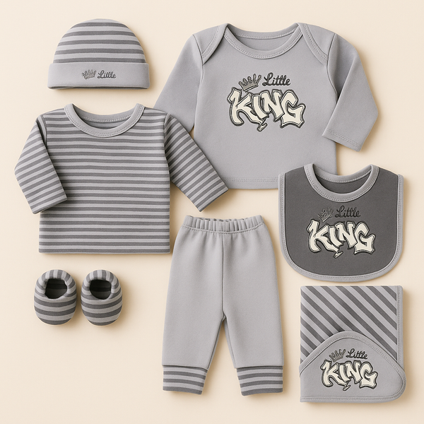 SUNSHINE BABY 8 PCS GIFT SET FLEECE LITTLE KING GREY