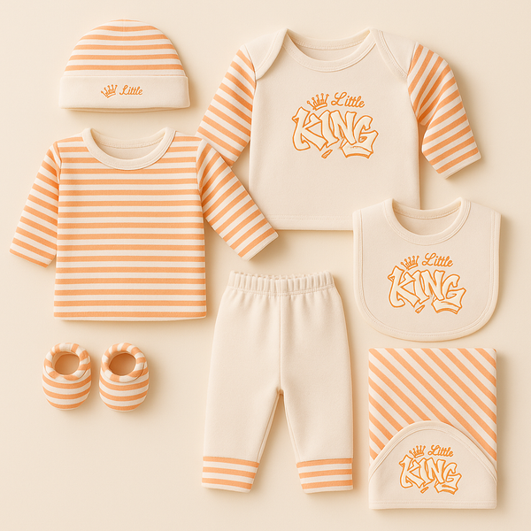 SUNSHINE BABY 8 PCS GIFT SET FLEECE LITTLE KING ORANGE