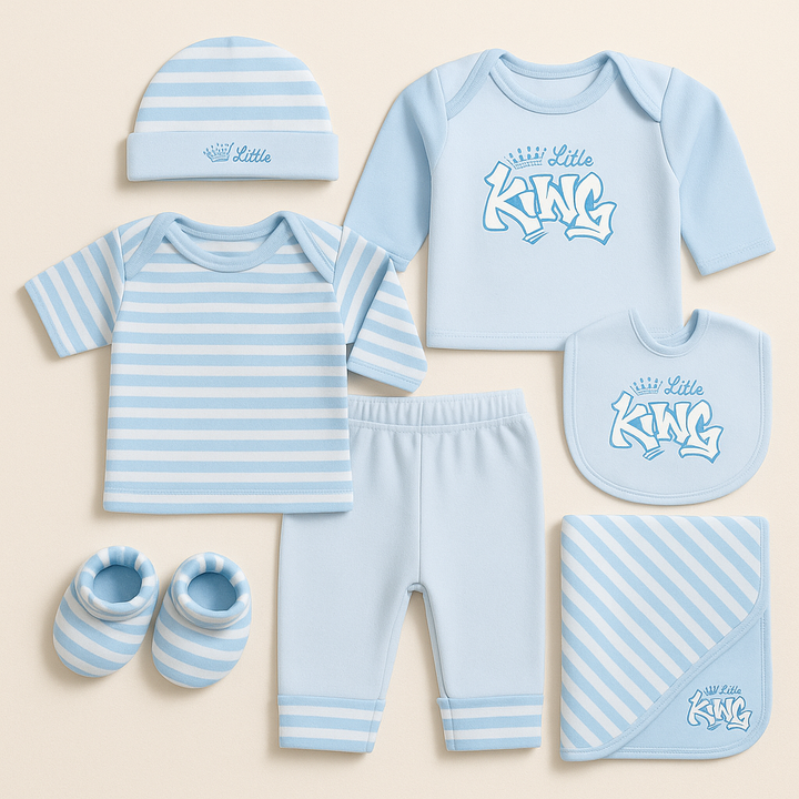 SUNSHINE BABY 8 PCS GIFT SET FLEECE LITTLE KING BLUE