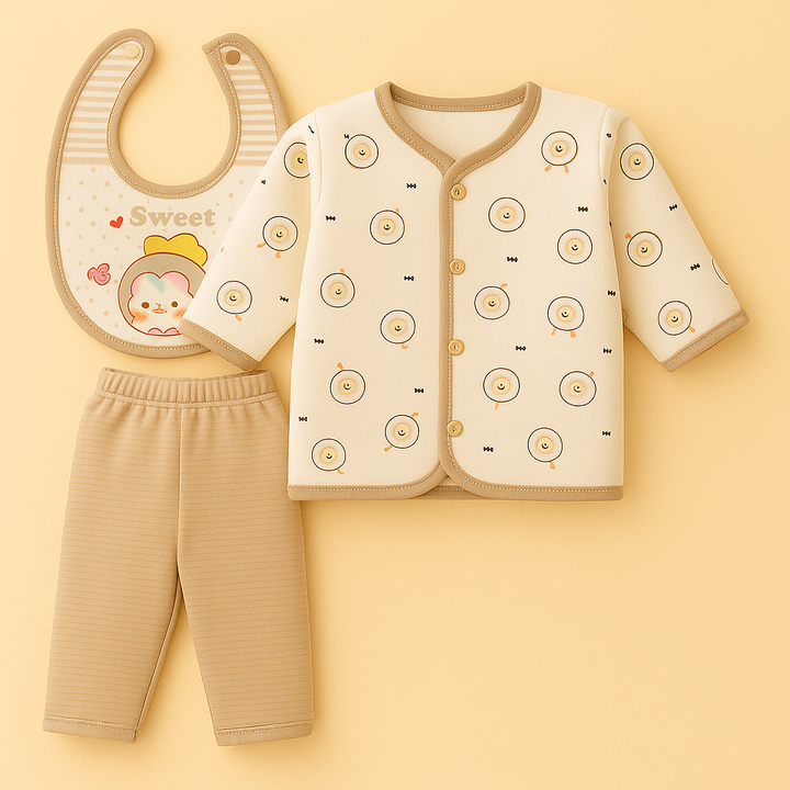 SUNSHINE BABY WINTER PAJAMA SET WITH BIB SWEET BROWN