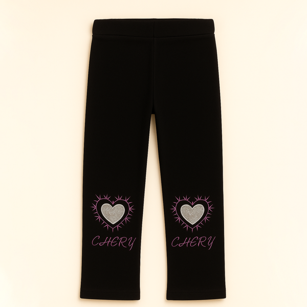 SUNSHINE BABY VELVAT TIGHTS CHERRY HEART BLACK 80 7-8Y