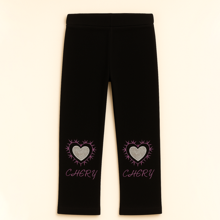 SUNSHINE BABY VELVAT TIGHTS CHERRY HEART BLACK 80 7-8Y