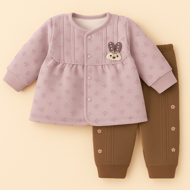 SUNSHINE GIRLS FROK AND PAJAMA SET BUNNY PINK 90/52