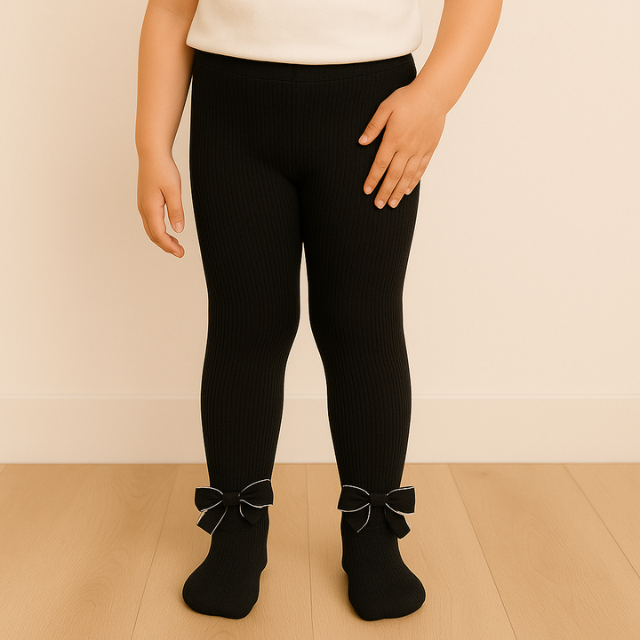 SUNSHINE GIRLS LEGGY WITH BOW  BLACK 2-3Y