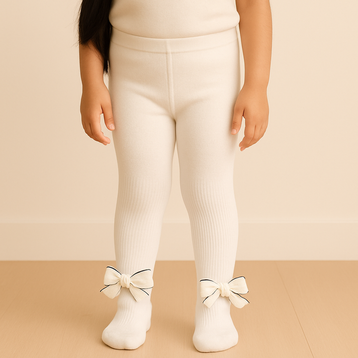 SUNSHINE GIRLS LEGGY WITH BOW  WHITE 2-3Y