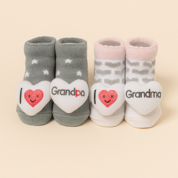 SUNSHINE BABY SHOES 2 PCS SET  I LOVE GRANDPA GREY 0-9M