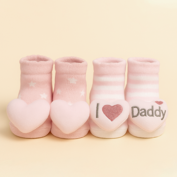 SUNSHINE BABY SHOES 2 PCS SET LOVE DADDY PINK 0-9M