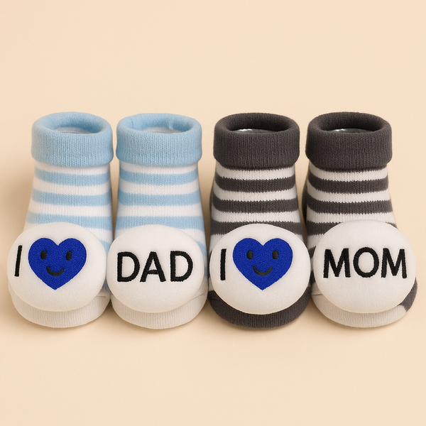 SUNSHINE BABY SHOES 2 PCS SET LOVE DAD MOM BLACK 0-9M