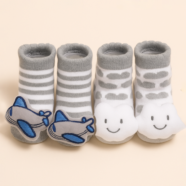 SUNSHINE BABY SHOES 2 PCS SET AEROPLANE GREY 0-9M