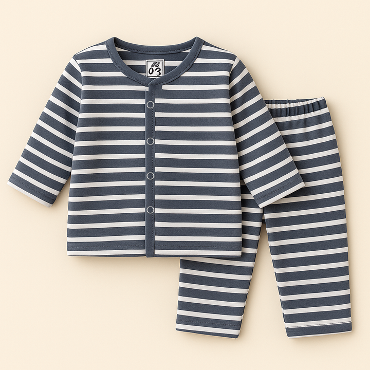 SUNSHINE BABY VELVET FLEECE SLEEPSUIT NARROW STRIPES BLUE 3-6M