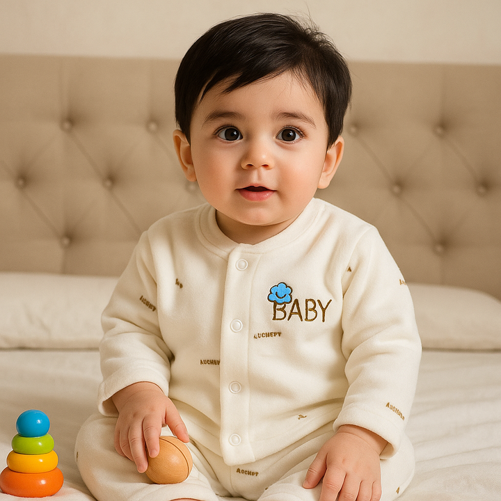 SUNSHINE BABY FLEECE SLEEPSUIT BABY WHITE 3-6M