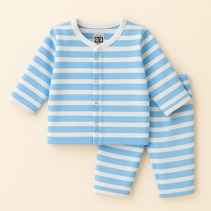 SUNSHINE BABY VELVET FLEECE SLEEPSUIT MULTI STRIPES BLUE 3-6M