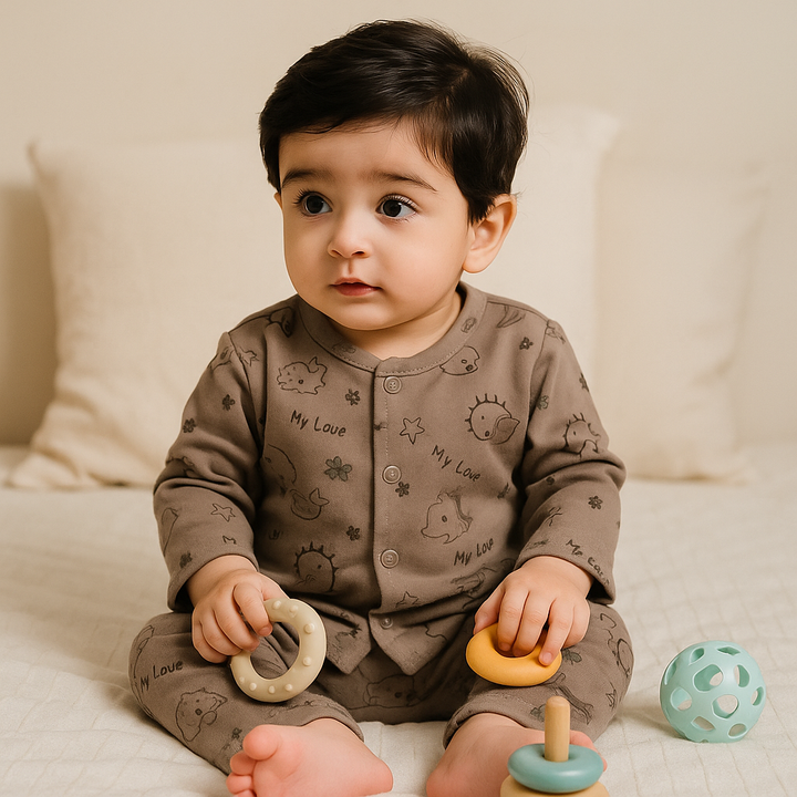 SUNSHINE BABY VELVET FLEECE SLEEPSUIT MULTI DINO GREY 3-6M