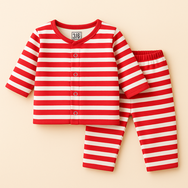 SUNSHINE BABY VELVET FLEECE SLEEPSUIT WIDE STRIPES RED 3-6M