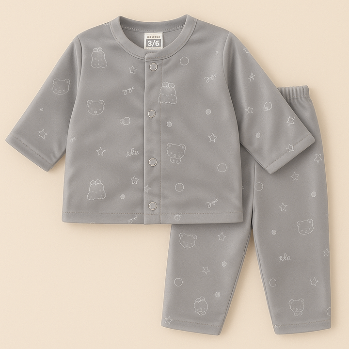 SUNSHINE BABY VELVET FLEECE SLEEPSUIT BEAR & STAR GREY 3-6M