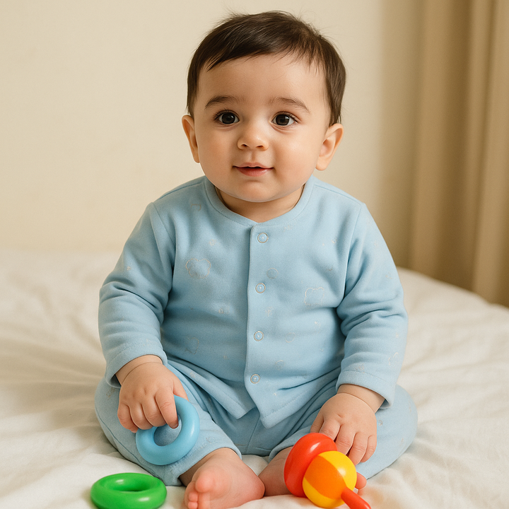 SUNSHINE BABY VELVET FLEECE SLEEPSUIT BEAR & STAR BLUE 3-6M