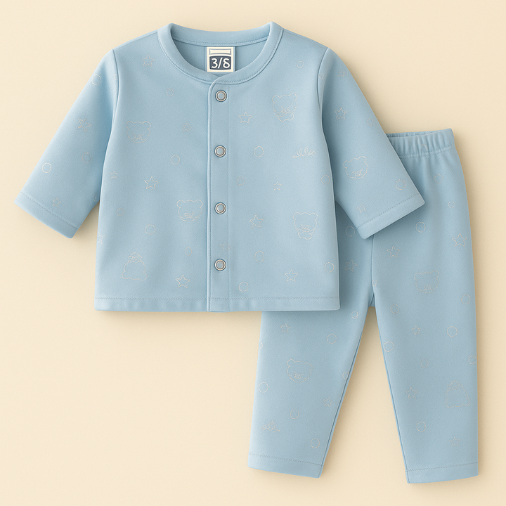 SUNSHINE BABY VELVET FLEECE SLEEPSUIT BEAR & STAR BLUE 3-6M