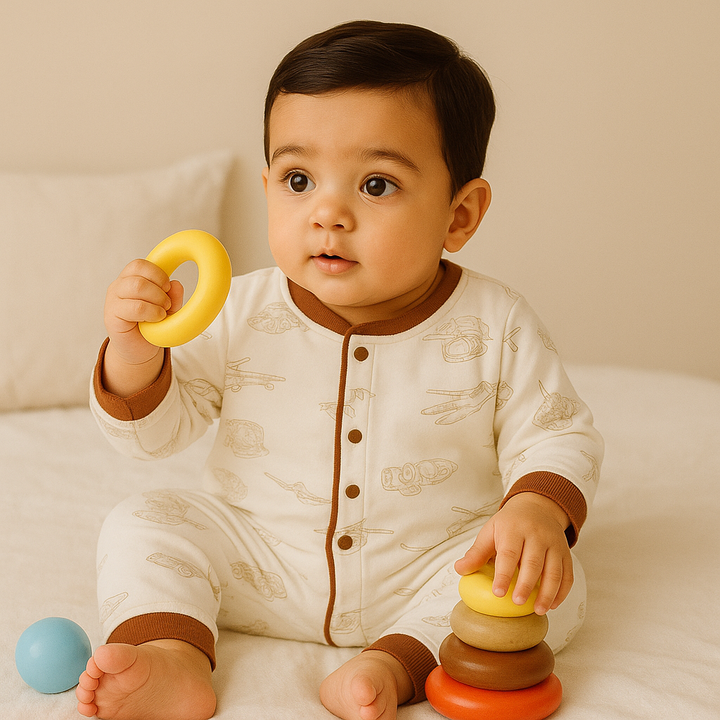 SUNSHINE BABY WINTER PAJAMA SET VEHICLES WHITE 66-48 (6-9M)