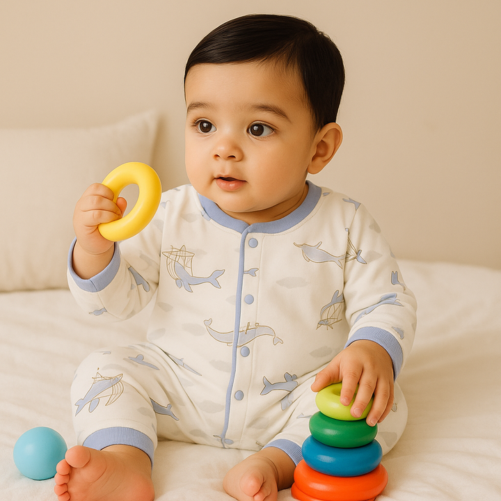 SUNSHINE BABY WINTER PAJAMA SET DOLPHIN WHITE 80-48(12-18M)