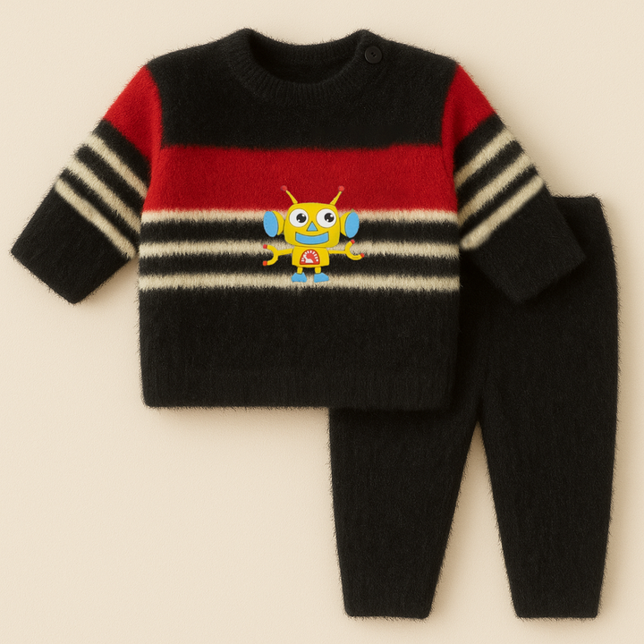 SUNSHINE BABY FUR PAJAMA SET ROBOT BLACK NB