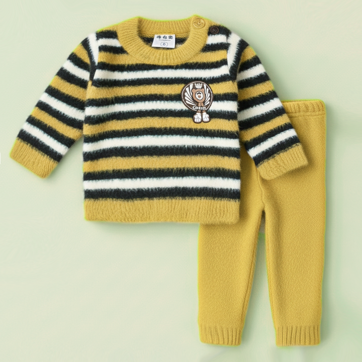 SUNSHINE BABY FUR PAJAMA SET STRIPES LOVE GREEN NB