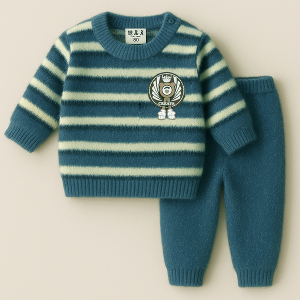 SUNSHINE BABY FUR PAJAMA SET STRIPES LOVE BLUE NB