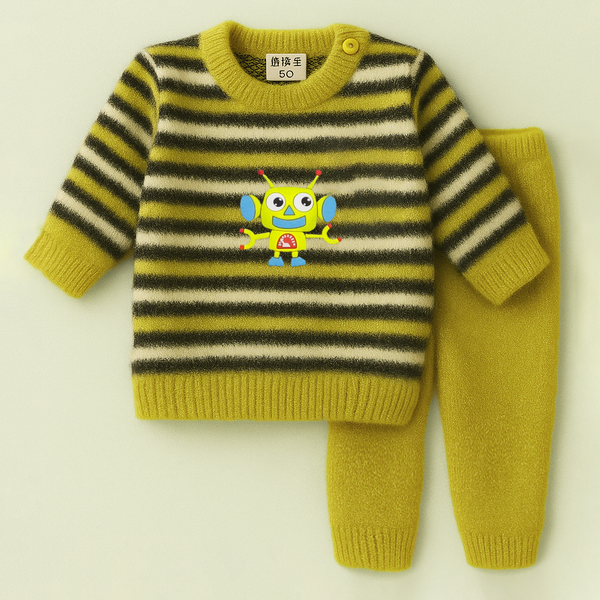 SUNSHINE BABY FUR PAJAMA SET STRIPES ROBOT MUSTURD NB