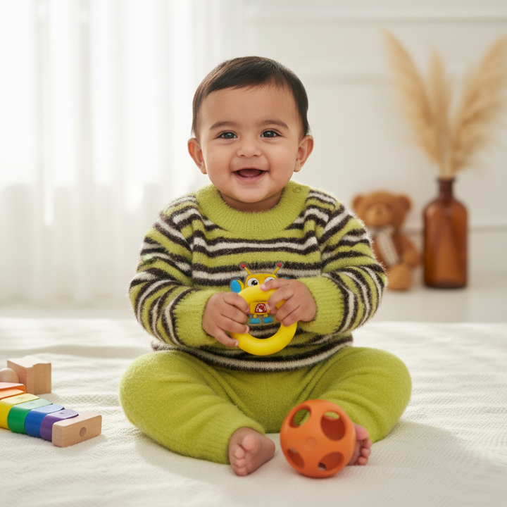 SUNSHINE BABY FUR PAJAMA SET STRIPES ROBOT GREEN NB