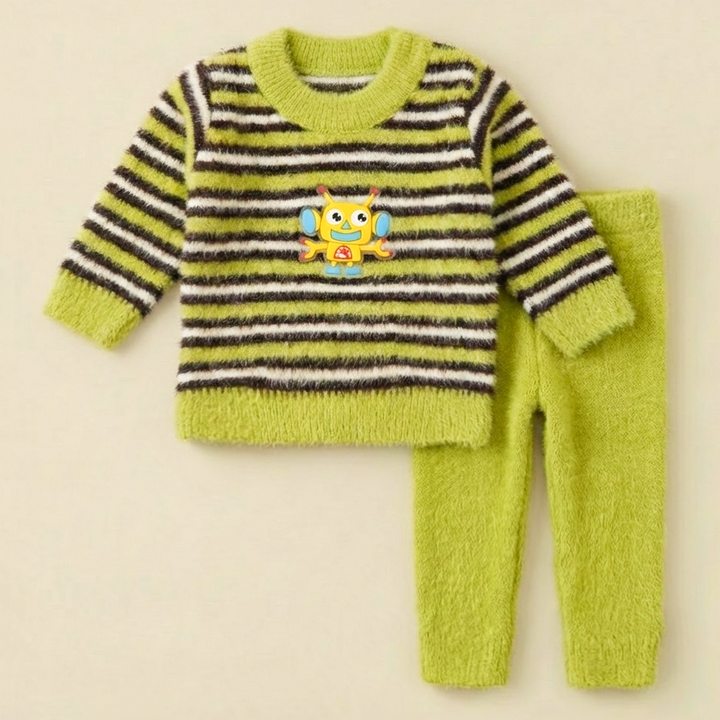 SUNSHINE BABY FUR PAJAMA SET STRIPES ROBOT GREEN NB