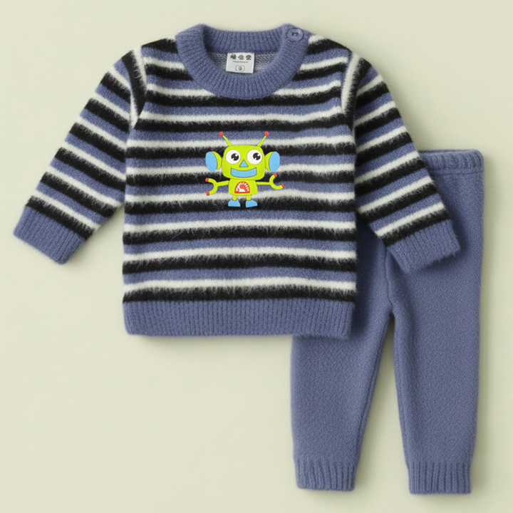 SUNSHINE BABY FUR PAJAMA SET STRIPES ROBOT BLUE NB