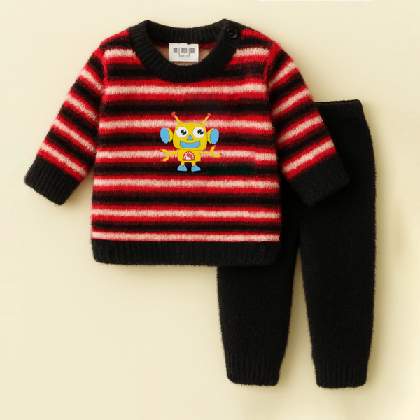 SUNSHINE BABY FUR PAJAMA SET STRIPES ROBOT RED NB