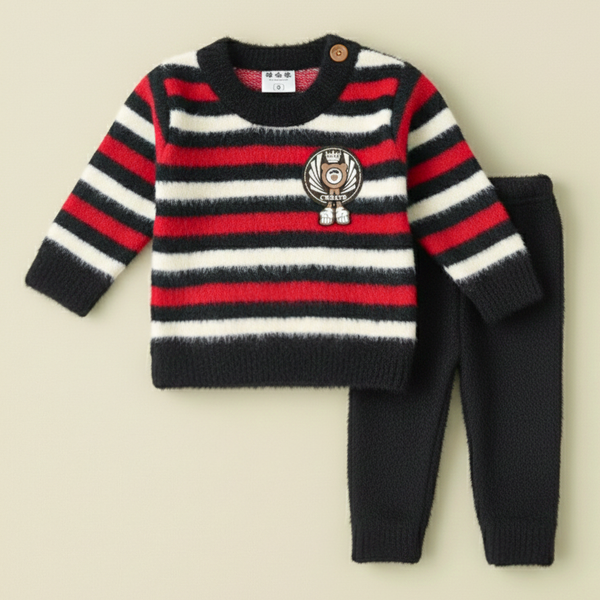 SUNSHINE BABY FUR PAJAMA SET STRIPES LOVE RED NB