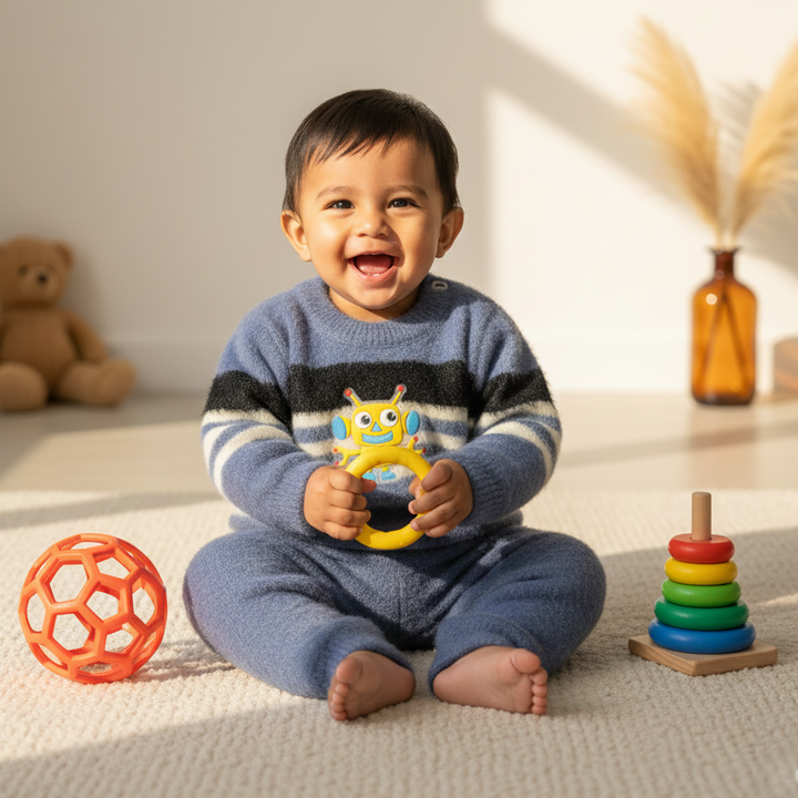 SUNSHINE BABY FUR PAJAMA SET ROBOT BLUE NB