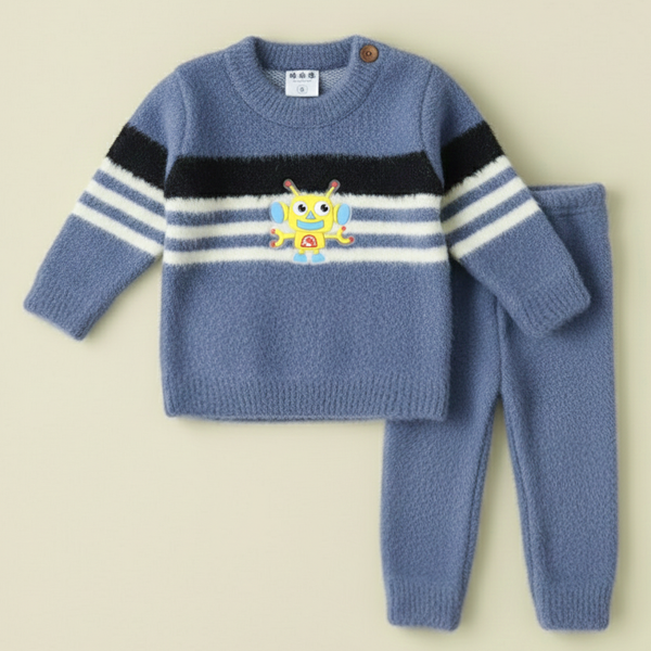 SUNSHINE BABY FUR PAJAMA SET ROBOT BLUE NB