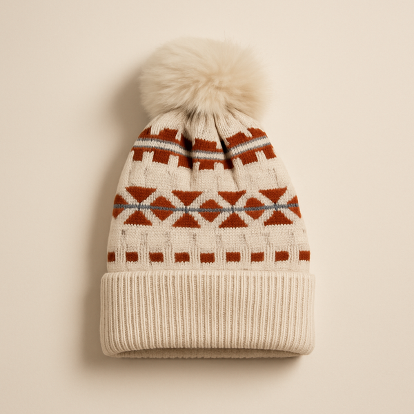 SUNSHINE BABY WOOLEN CAP PATTERN BEIGE