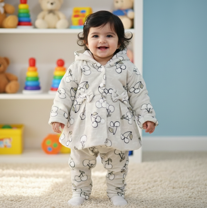 SUNSHINE BABY VELVAT HOODED PAJAMA SET BERRY GREY (2)