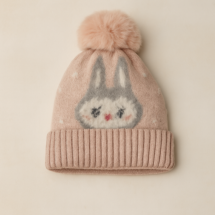 SUNSHINE BABY WINTER WOOLEN CAP KIITY PEACH