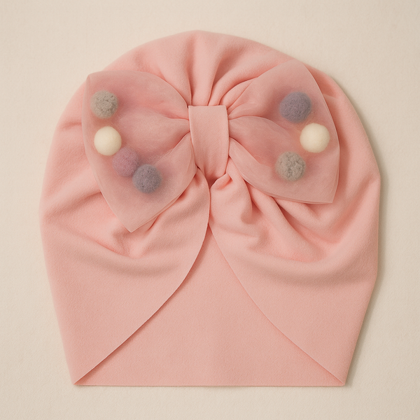 SUNSHINE BABY TURBAN CAP WITH BOW PINK