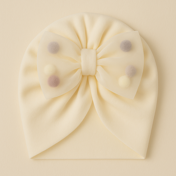 SUNSHINE BABY TURBAN CAP WITH BOW BEIGE